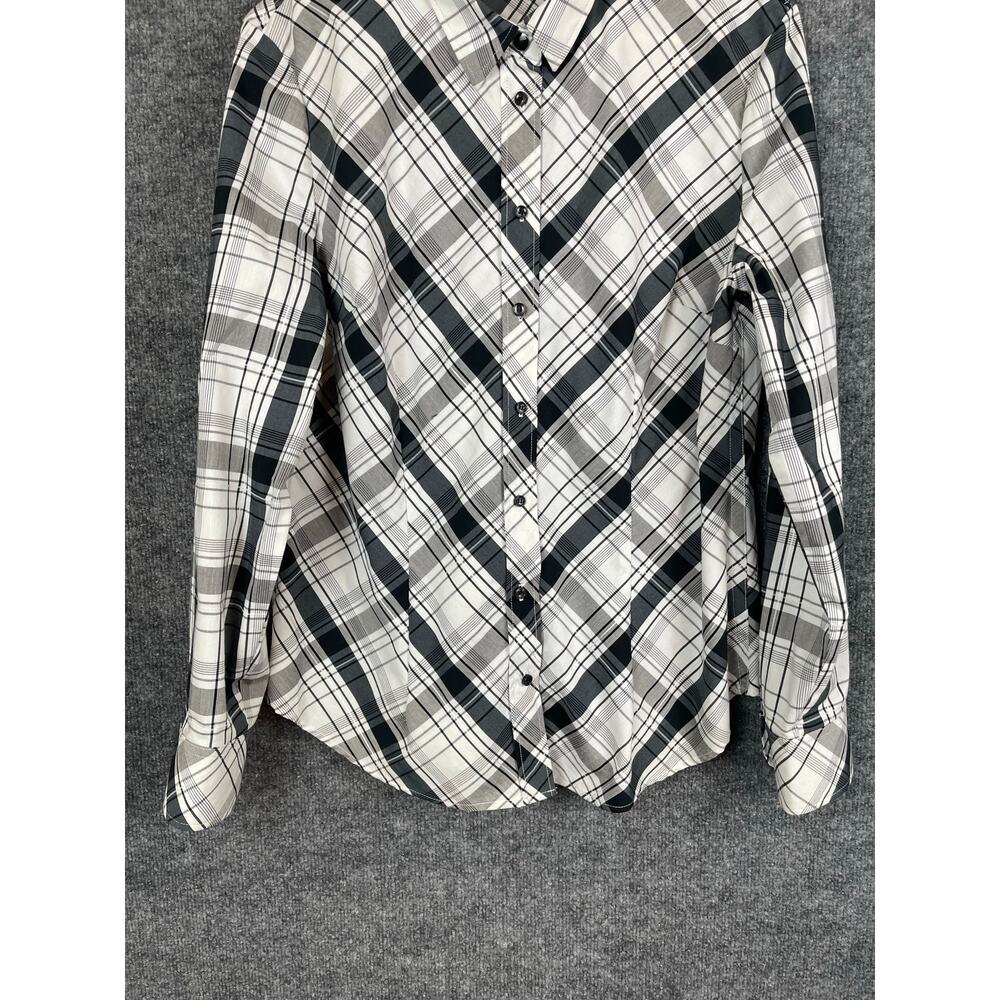 New York & Company Shirt Women’s XL Black/White Plaid Long Sleeve